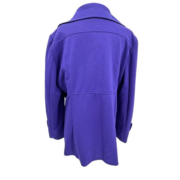 SANDRO Paris Peacoat Jacket Womens Double Breasted Purple L Butterfly Collar - Picture 6 of 7